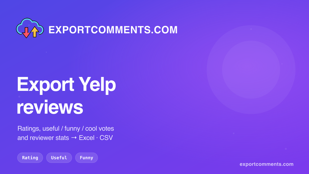 Export Yelp reviews to Excel with ExportComments